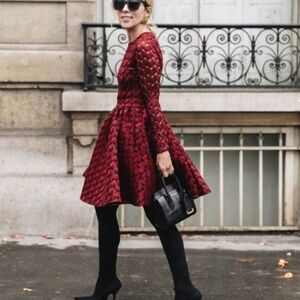 Elegant Red Patterned Dress